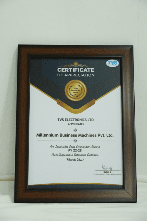 TVS Electronics Ltd. – Certificate of Appreciation