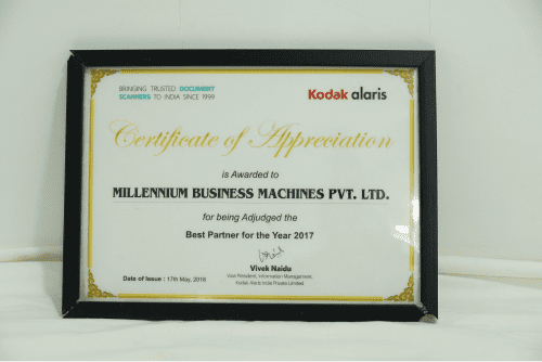 Kodak Alaris – Certificate of Appreciation